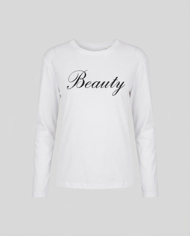 Women's long-sleeve lightweight oversized shirt with script print and round neck Amarae