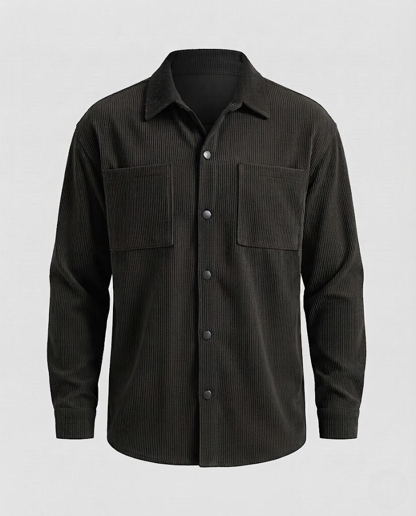 Men's cord overshirt with snap buttons, oversized fit and chest pockets Amarae