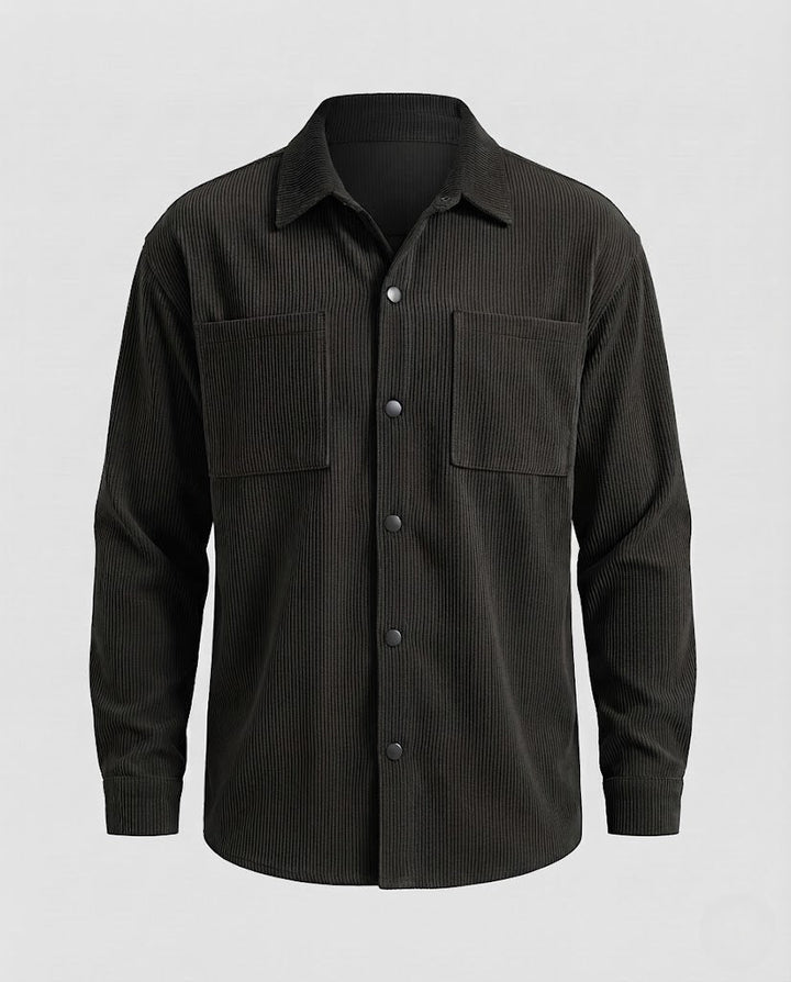 Men's cord overshirt with snap buttons, oversized fit and chest pockets Amarae