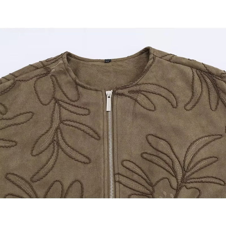 Amarae | Bomber jacket with suede texture and embroidery