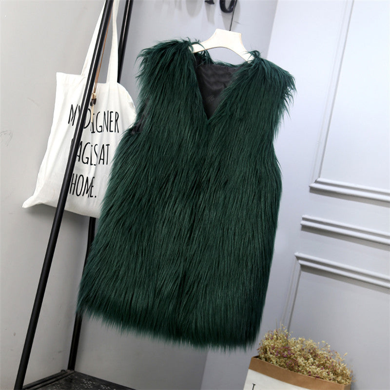 Ladies Fashionable Faux Fur Vest In Trendy Oversized Cut Lune London
