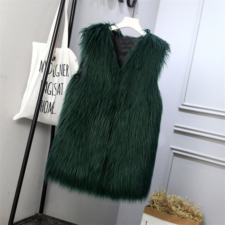 Ladies Fashionable Faux Fur Vest In Trendy Oversized Cut Lune London