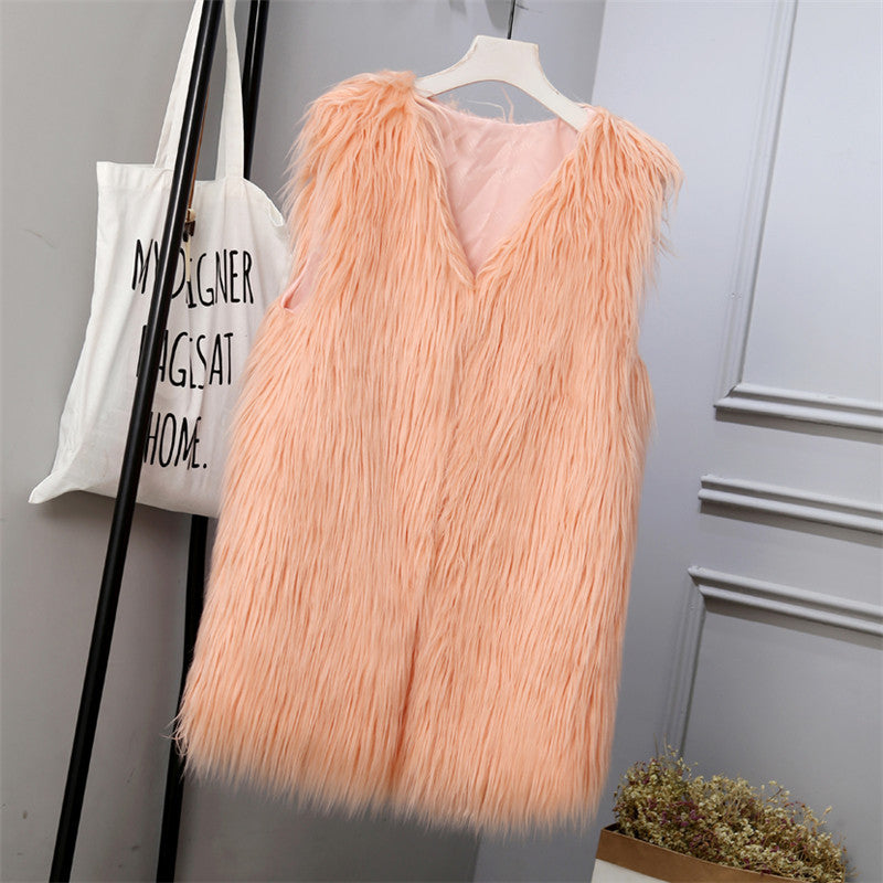 Ladies Fashionable Faux Fur Vest In Trendy Oversized Cut Lune London