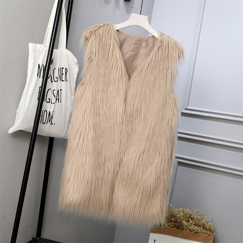 Ladies Fashionable Faux Fur Vest In Trendy Oversized Cut Lune London