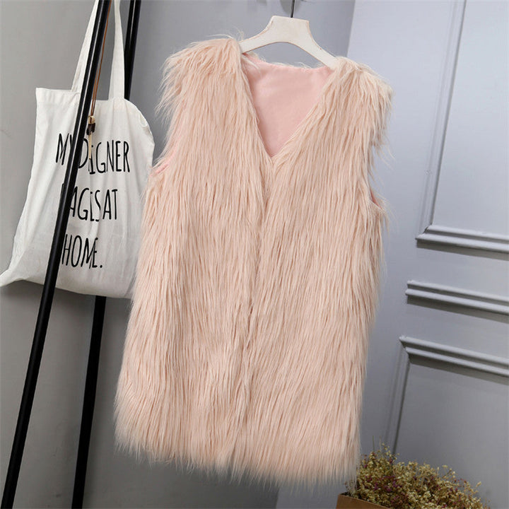 Ladies Fashionable Faux Fur Vest In Trendy Oversized Cut Lune London