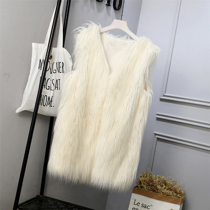 Ladies Fashionable Faux Fur Vest In Trendy Oversized Cut Lune London