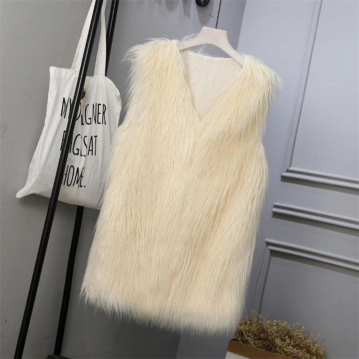Ladies Fashionable Faux Fur Vest In Trendy Oversized Cut Lune London