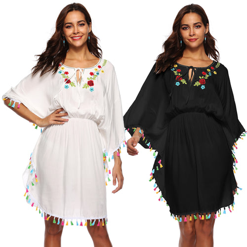 Chic and Stylish Oversized Boho Embroidered Beach Dress
