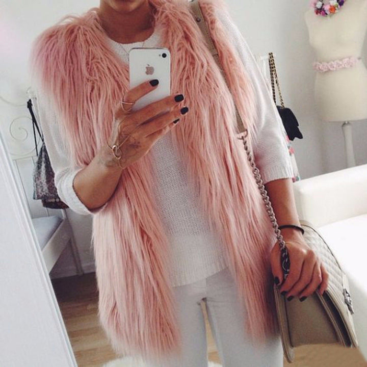 Ladies Fashionable Faux Fur Vest In Trendy Oversized Cut Lune London