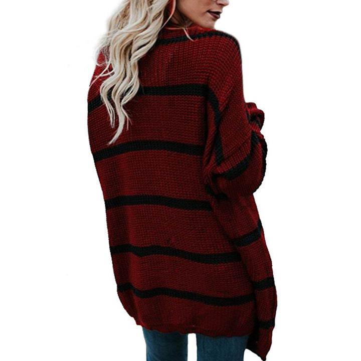 Pull en laine chunky pour femmes avec des motifs rayés décontractés Chic & Stil