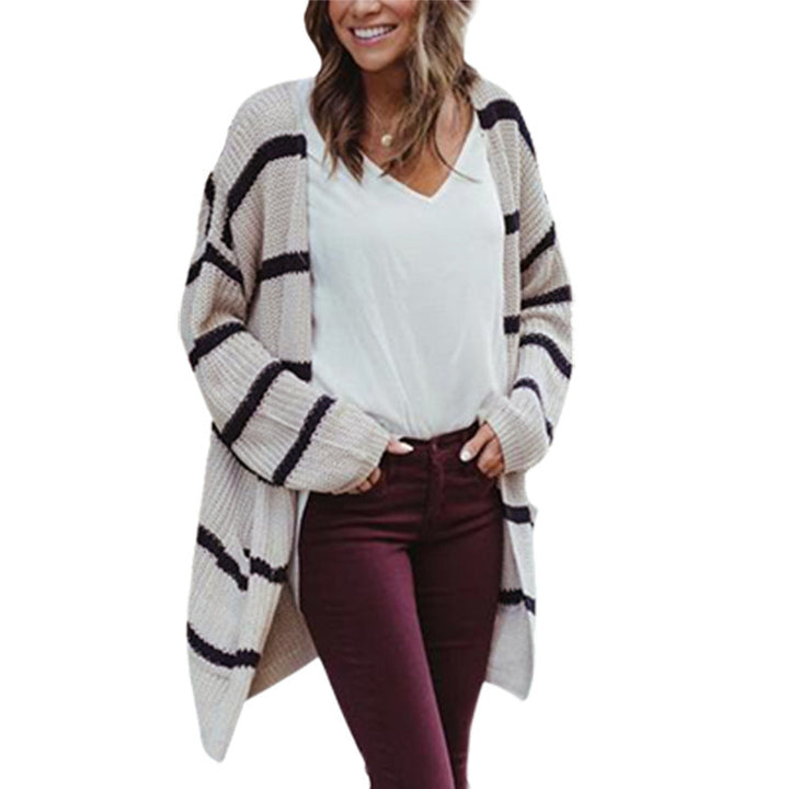 Pull en laine chunky pour femmes avec des motifs rayés décontractés Chic & Stil