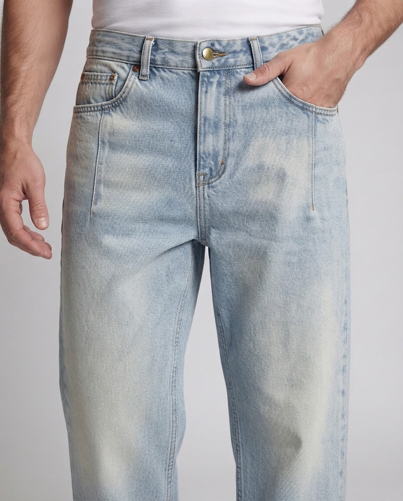 Men's Floor-Length Baggy Palazzo Denim with Low Waist Fit and Wide Hem Amarae