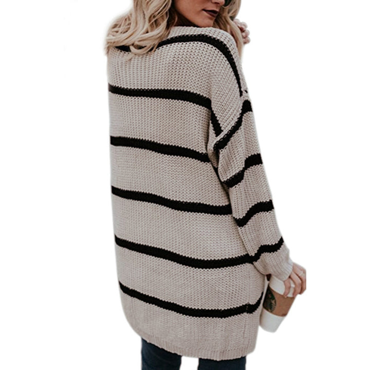 Pull en laine chunky pour femmes avec des motifs rayés décontractés Chic & Stil