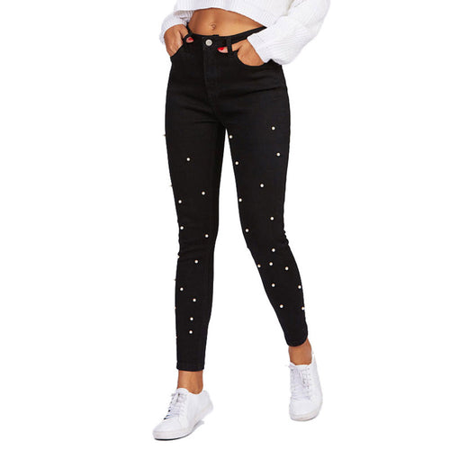 Women’s fitted jeans with pearl decoration Amarae