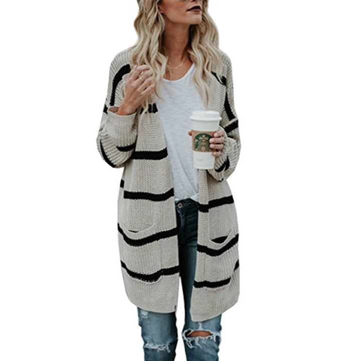 Pull en laine chunky pour femmes avec des motifs rayés décontractés Chic & Stil