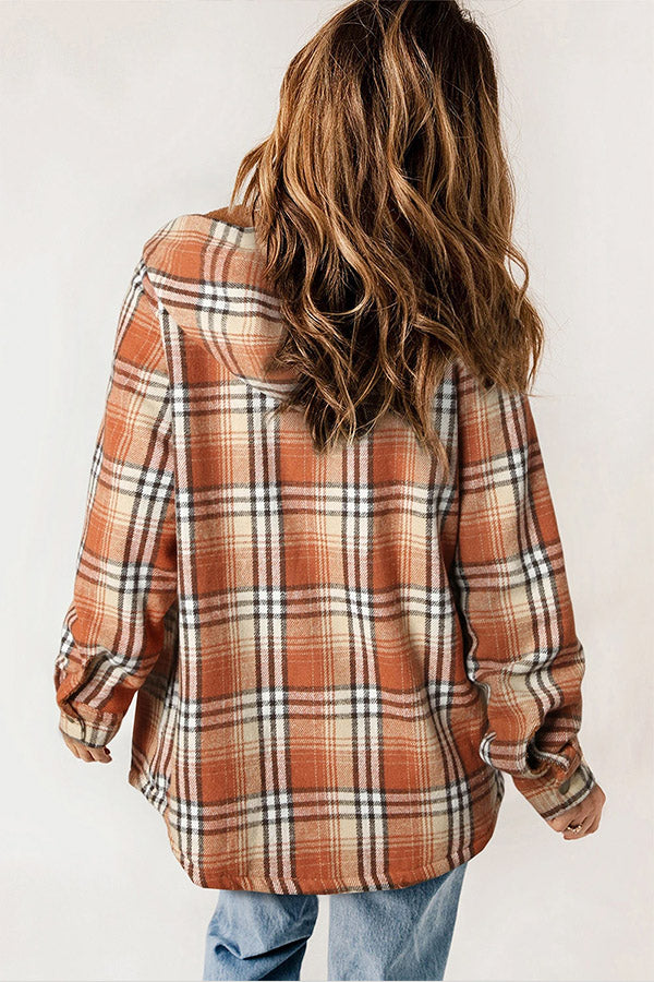 Lune London | Button Sherpa Lined Hooded Flannel Jacket