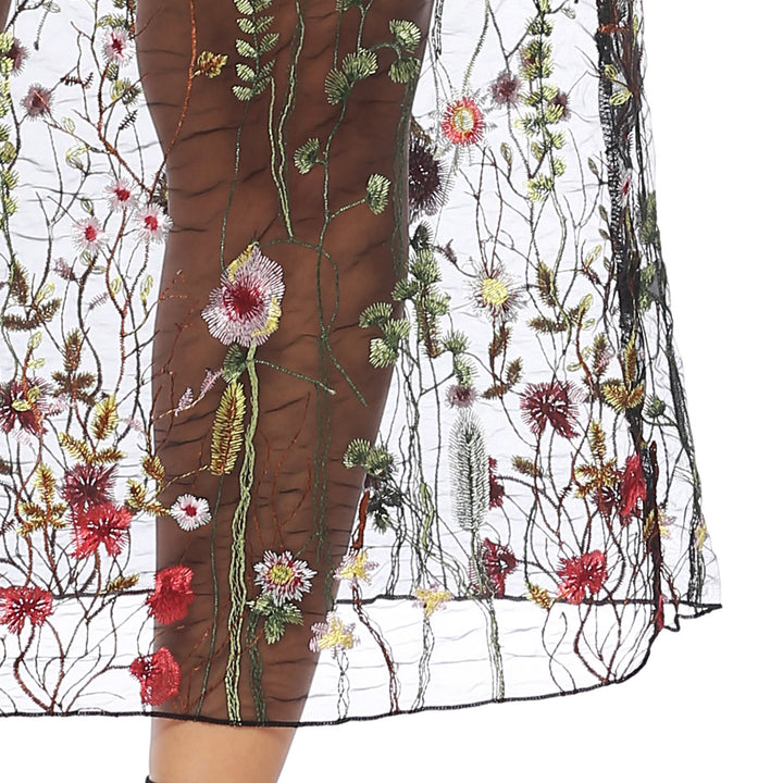 Woman Maxi Skirt Transparent Embroidered Floral Lune London