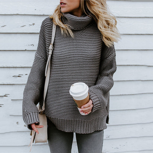Chunky knit sweater for women with a high collar structure and high-quality material Amarael
