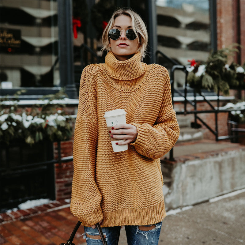 Pull en tricot épais pour femmes avec col haut et coupe décontractée Chic & Stil 1771933150