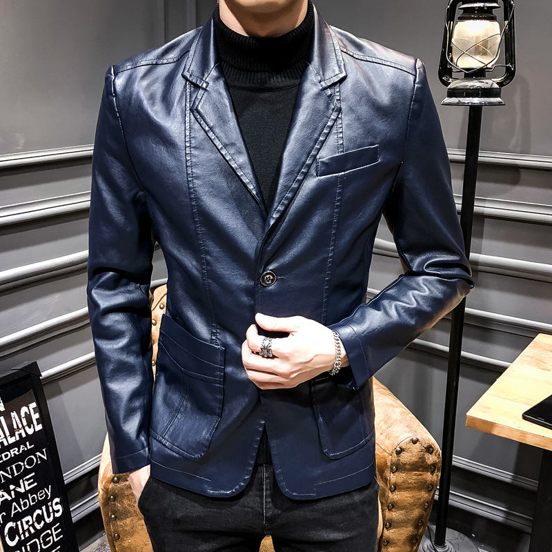 Trendy faux leather blazer for men with a slim fit Lune London