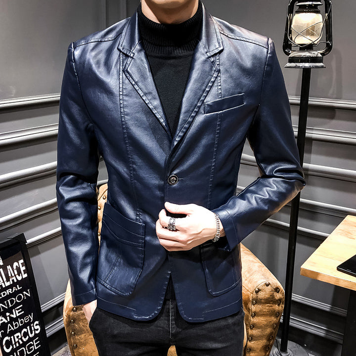 Trendy faux leather blazer for men with a slim fit Lune London