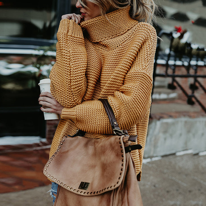 Chunky knit sweater for women with a high collar and relaxed fit Lune London