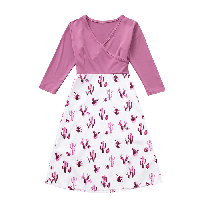 Women's wrap dress with striking cactus print and long sleeves Lune London