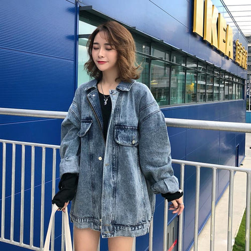 Veste en jean surdimensionnée pour femmes avec poches décoratives Chic & Stil 1772199111