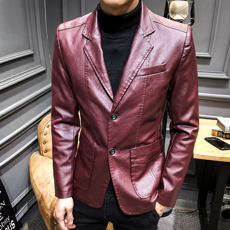 Trendy faux leather blazer for men with a slim fit Lune London