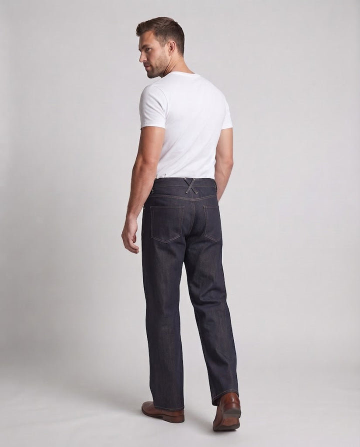 Men's Wide Selvedge-Denim Jeans with Cuff Amarae