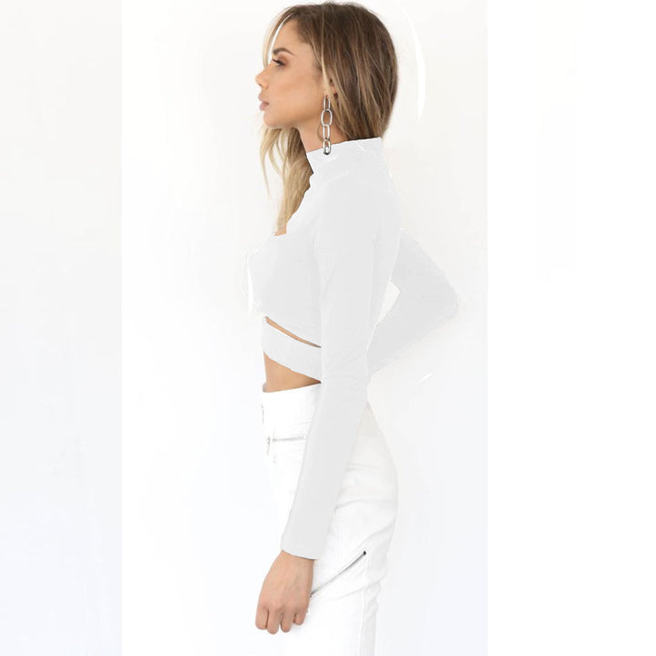Women's Crop Top with Cut-Outs and High Neck Design Lune London