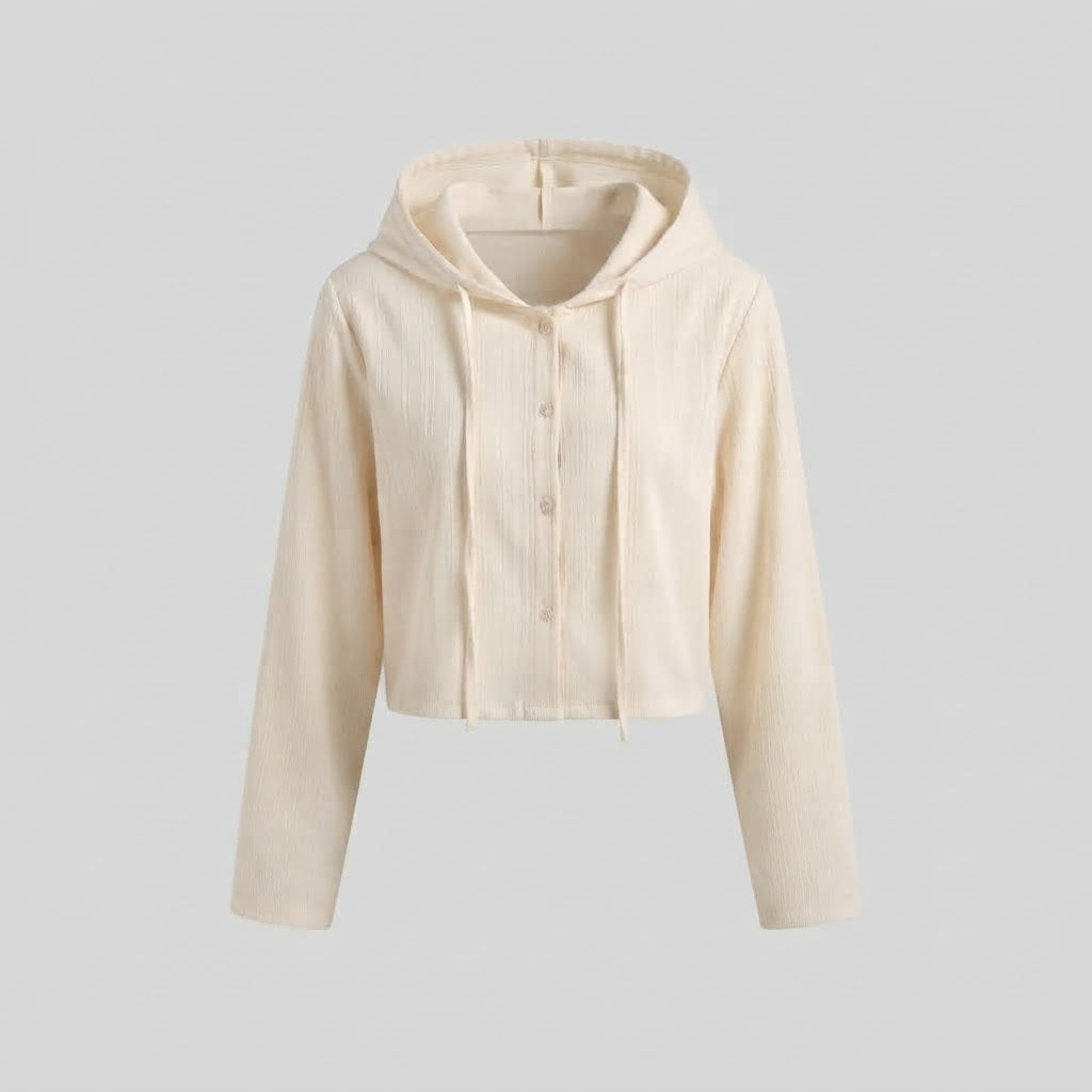 Women's cropped hooded jacket made of lightweight crinkle quality Amarae