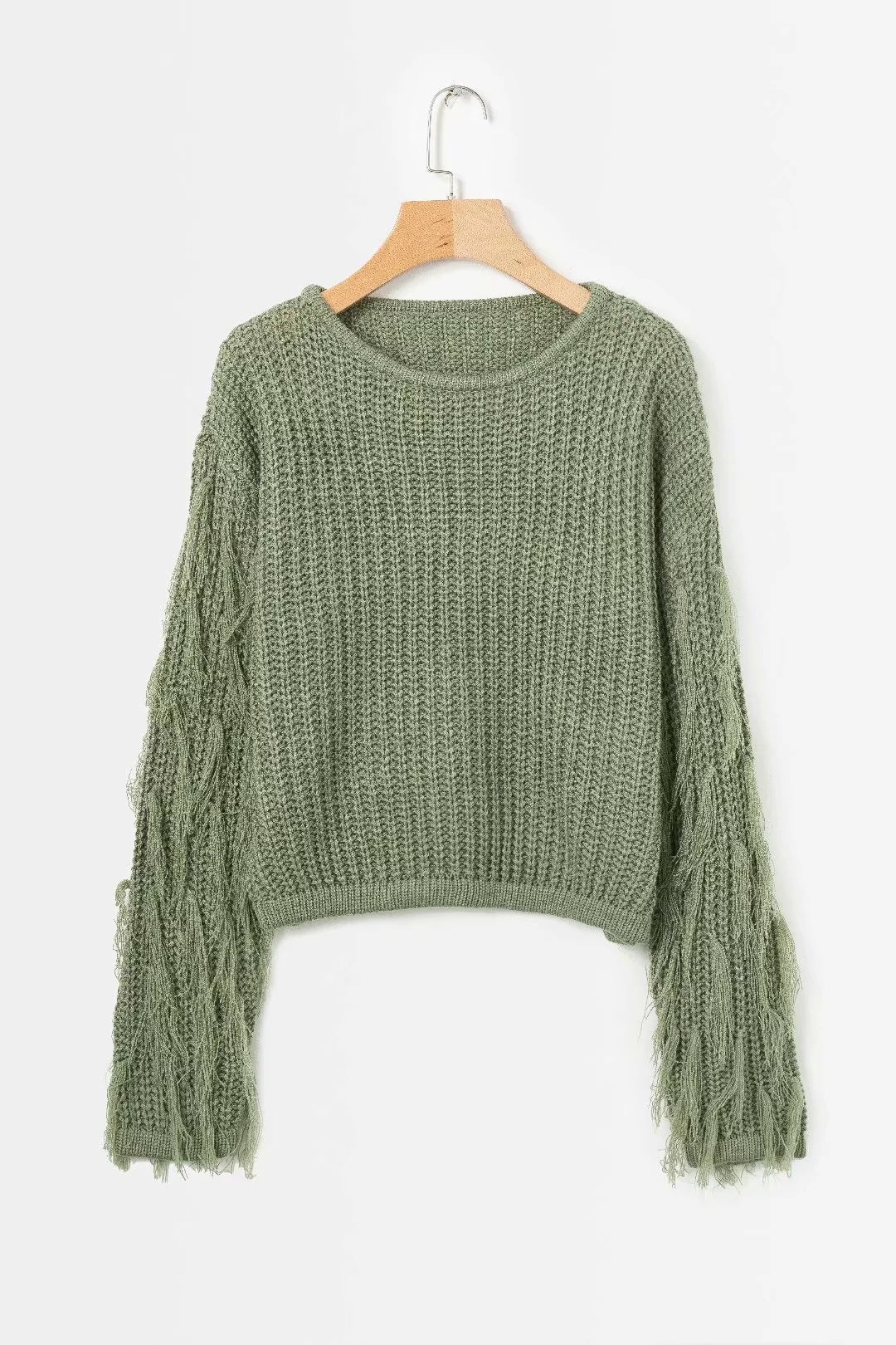 Structured sweater for women with original fringed sleeves Lune London