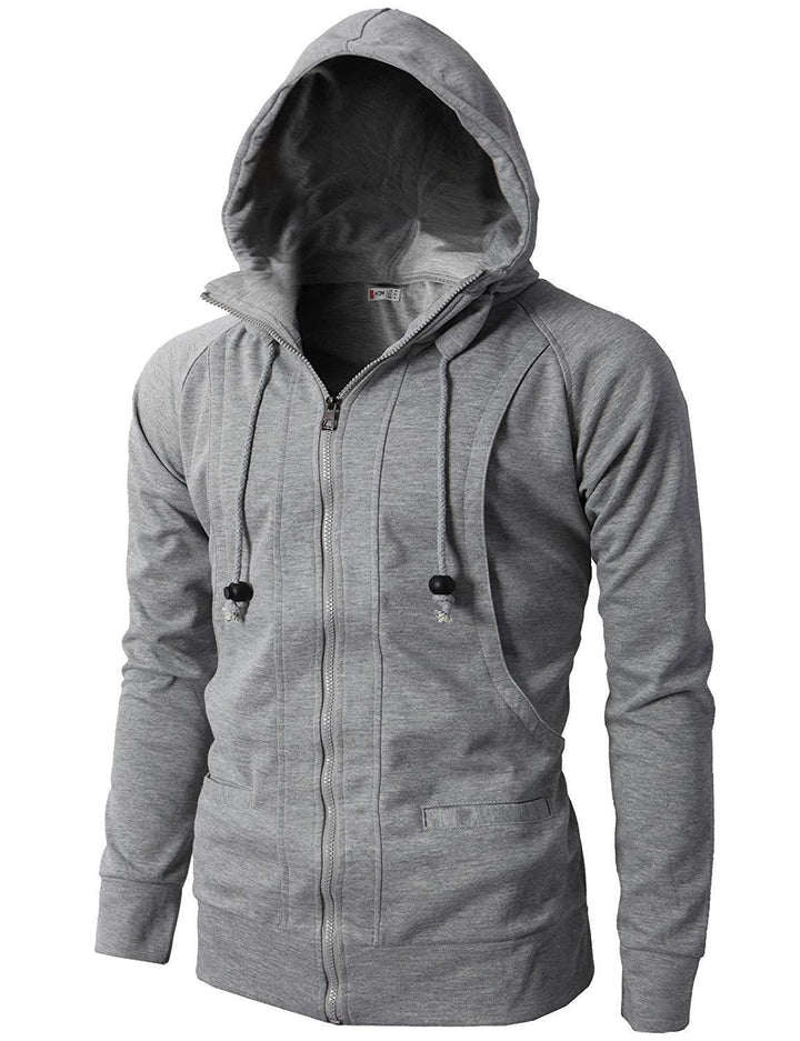 Sporty zip-up hoodie jacket for men with functional pockets and elastic finish Lune London