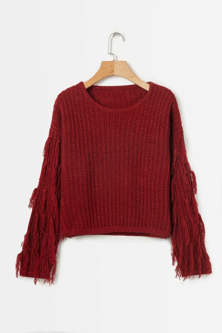 Pull en maille épaisse pour femmes avec des manches à franges Chic & Stil