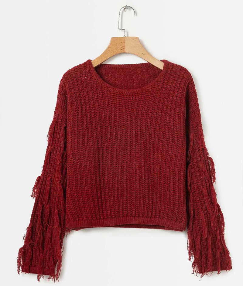 Knit sweater for women with original fringe sleeves Lune London