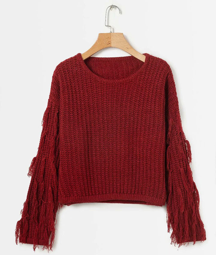 Knit sweater for women with original fringe sleeves Lune London