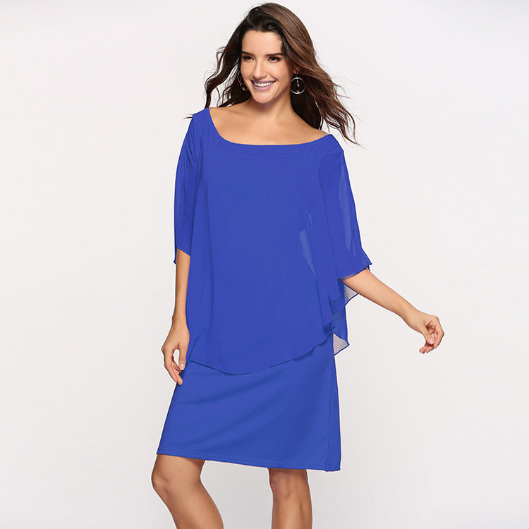 Women's elegant evening dress with flowing overlay Lune London