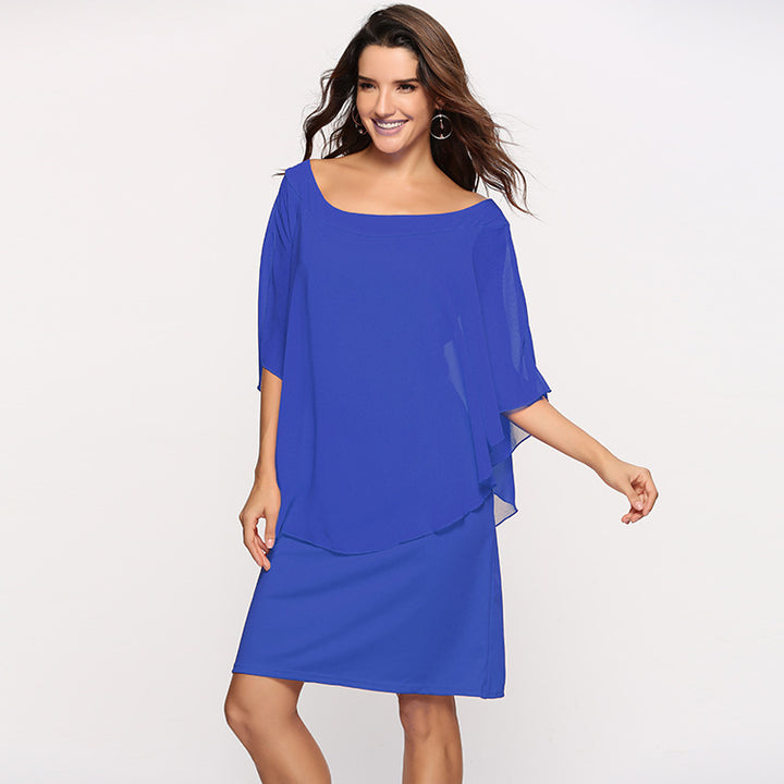 Women's elegant evening dress with flowing overlay Lune London