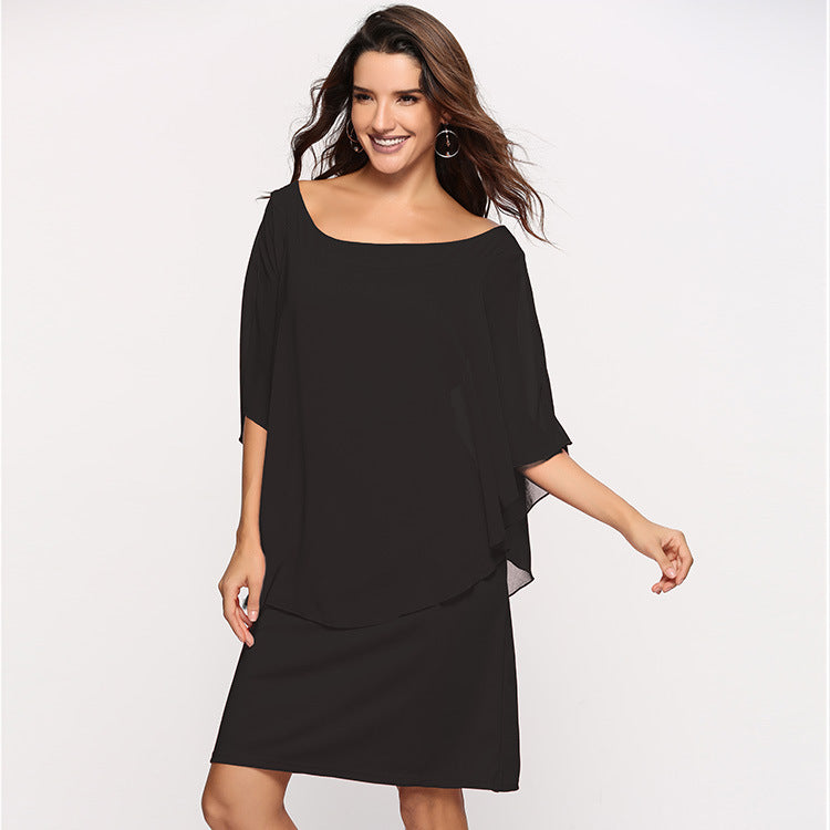 Women's elegant evening dress with flowing overlay Lune London