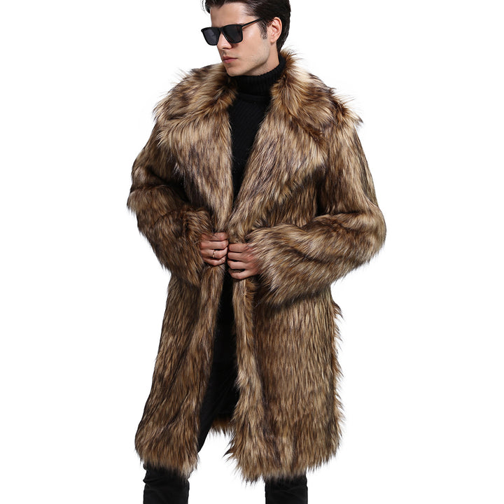 Ladies Luxury Faux Fur Coat with Large Collar Lune London
