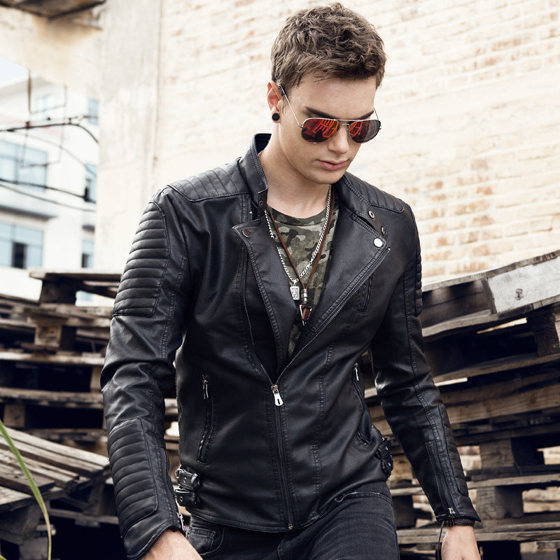 Men's motorcycle jacket with a modern design featuring sturdy zip pockets Lune London