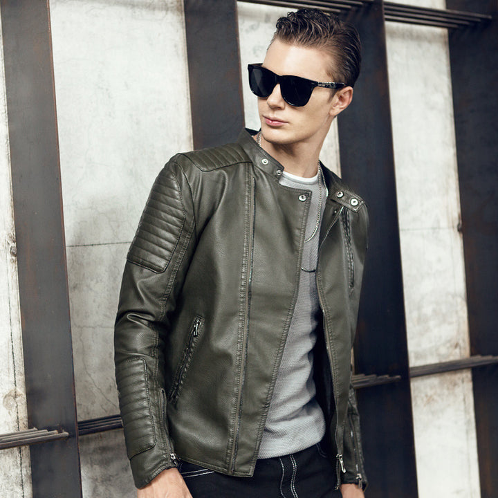 Men's motorcycle jacket with a modern design featuring sturdy zip pockets Lune London