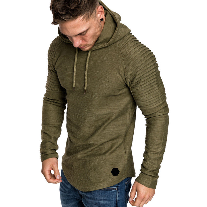 Men's Sporty Hoodie with Textured Shoulder Design Lune London