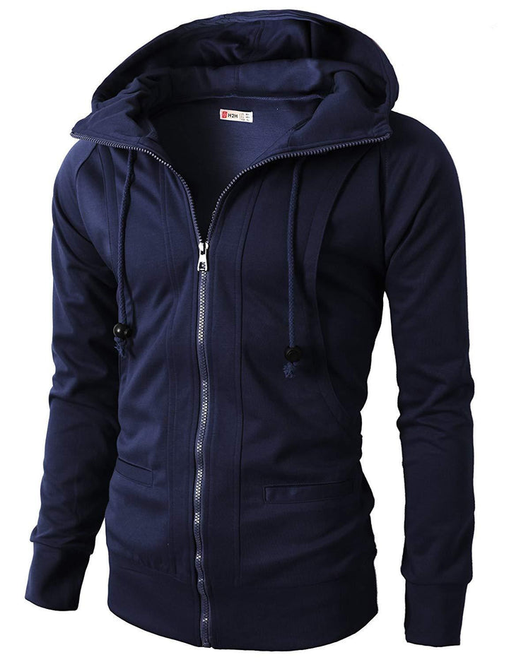 Sporty zip-up hoodie jacket for men with functional pockets and elastic finish Lune London