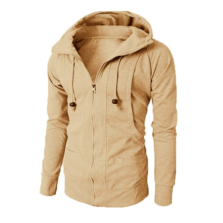 Sporty zip-up hoodie jacket for men with functional pockets and elastic finish Lune London