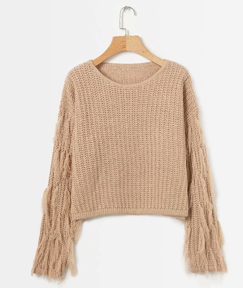 Knit sweater for women with original fringe sleeves Lune London