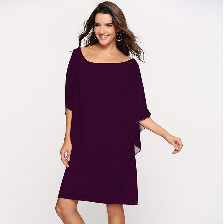Women's elegant evening dress with flowing overlay Lune London