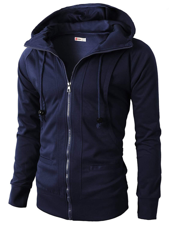 Sporty zip-up hoodie jacket for men with functional pockets and elastic finish Lune London