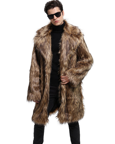 Ladies Luxury Faux Fur Coat with Large Collar Amarae